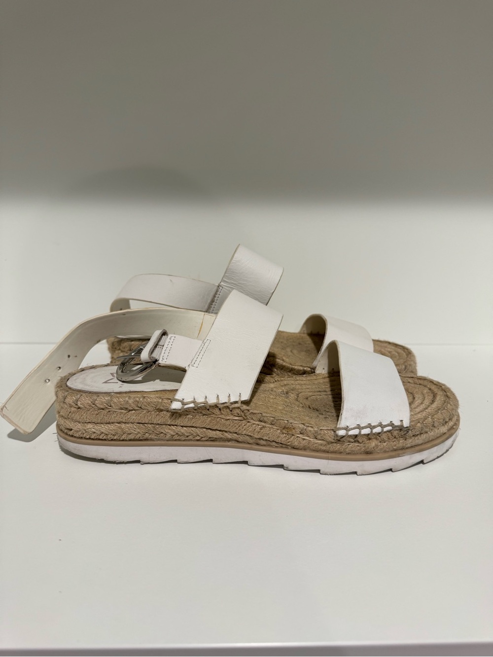 Marc Fisher White Leather Espadrille Sandals